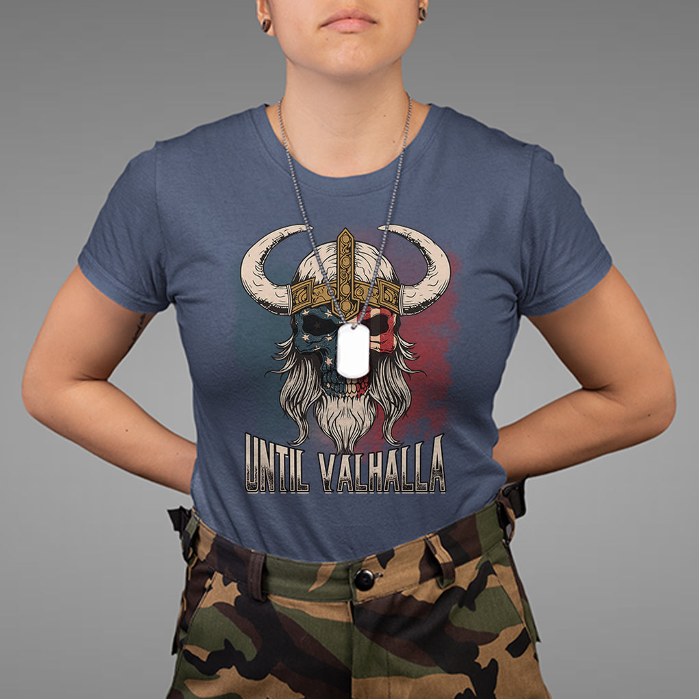 Viking T Shirt Until Valhalla US Flag Vintage Mythology TS09 Navy Printyourwear