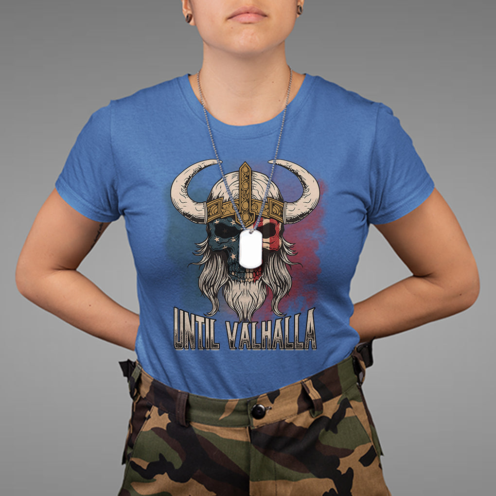 Viking T Shirt Until Valhalla US Flag Vintage Mythology TS09 Royal Blue Printyourwear