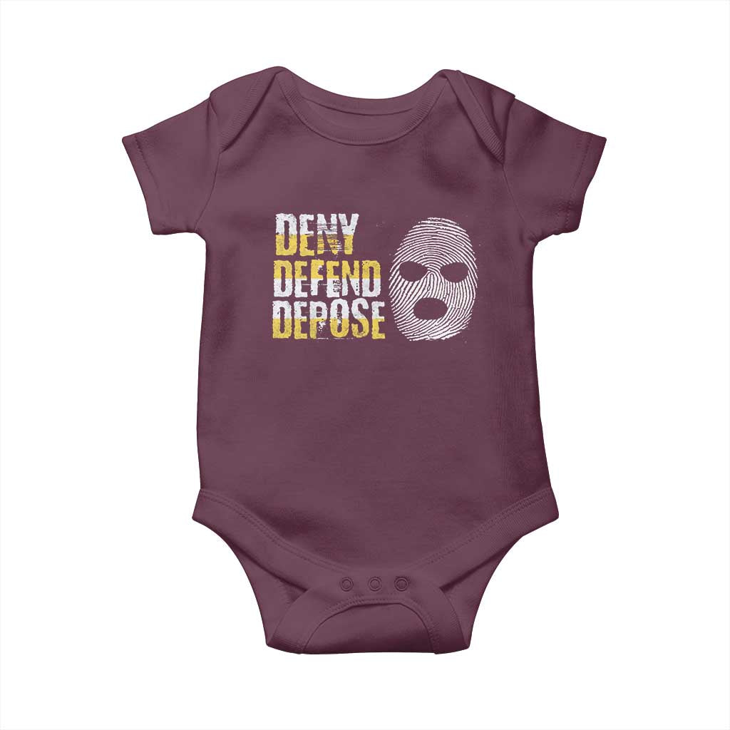 Deny Defend Depose Baby Onesie TS09 Maroon Print Your Wear