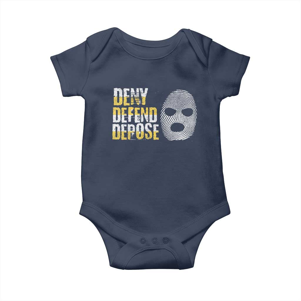 Deny Defend Depose Baby Onesie TS09 Navy Print Your Wear