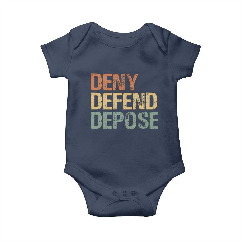 Retro Deny Defend Depose Baby Onesie TS09 Navy Print Your Wear