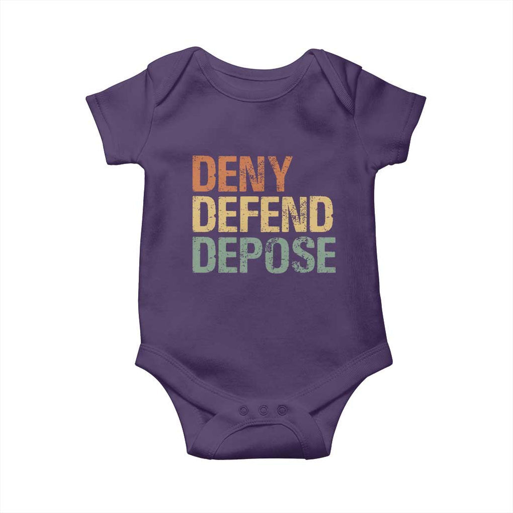 Retro Deny Defend Depose Baby Onesie TS09 Purple Print Your Wear