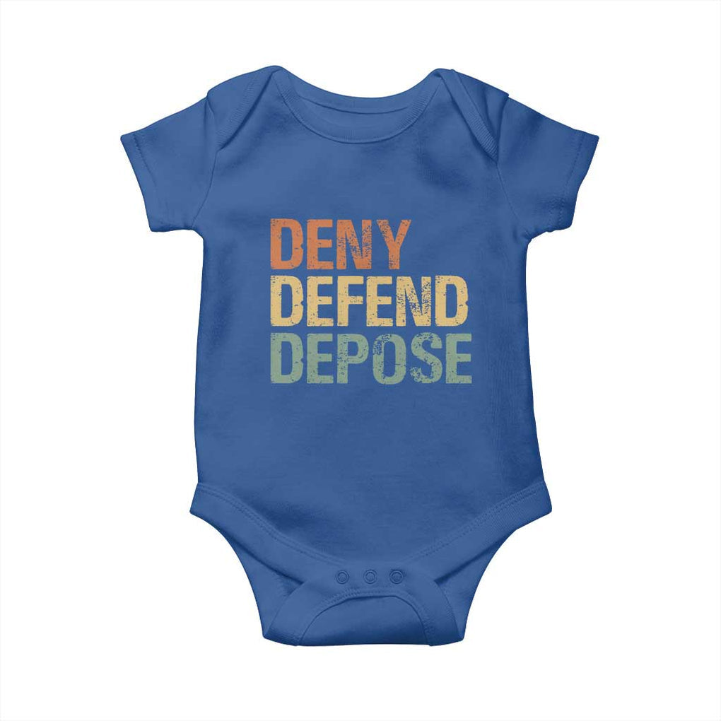 Retro Deny Defend Depose Baby Onesie TS09 Royal Blue Print Your Wear