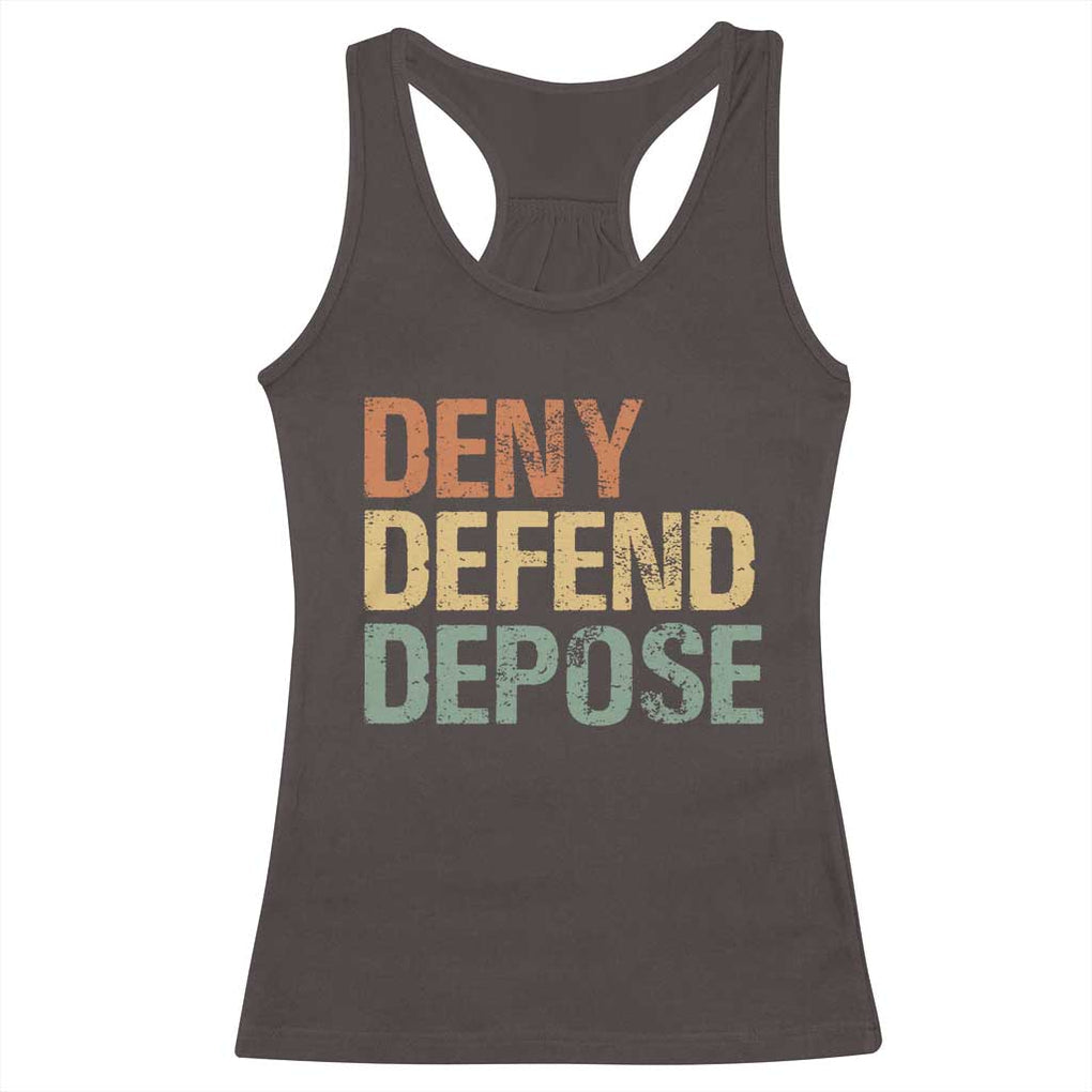 Retro Deny Defend Depose Racerback Tank Top TS09 Dark Chocolate Print Your Wear