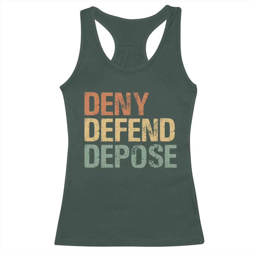 Retro Deny Defend Depose Racerback Tank Top TS09 Dark Forest Green Print Your Wear