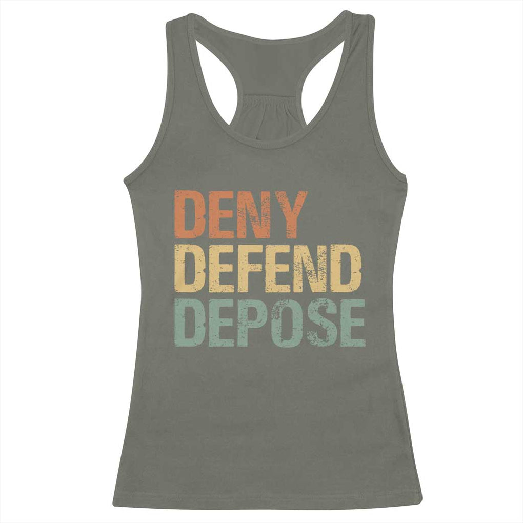 Retro Deny Defend Depose Racerback Tank Top TS09 Military Green Print Your Wear