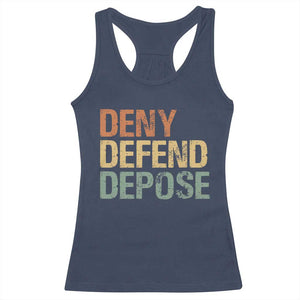 Retro Deny Defend Depose Racerback Tank Top TS09 Navy Print Your Wear