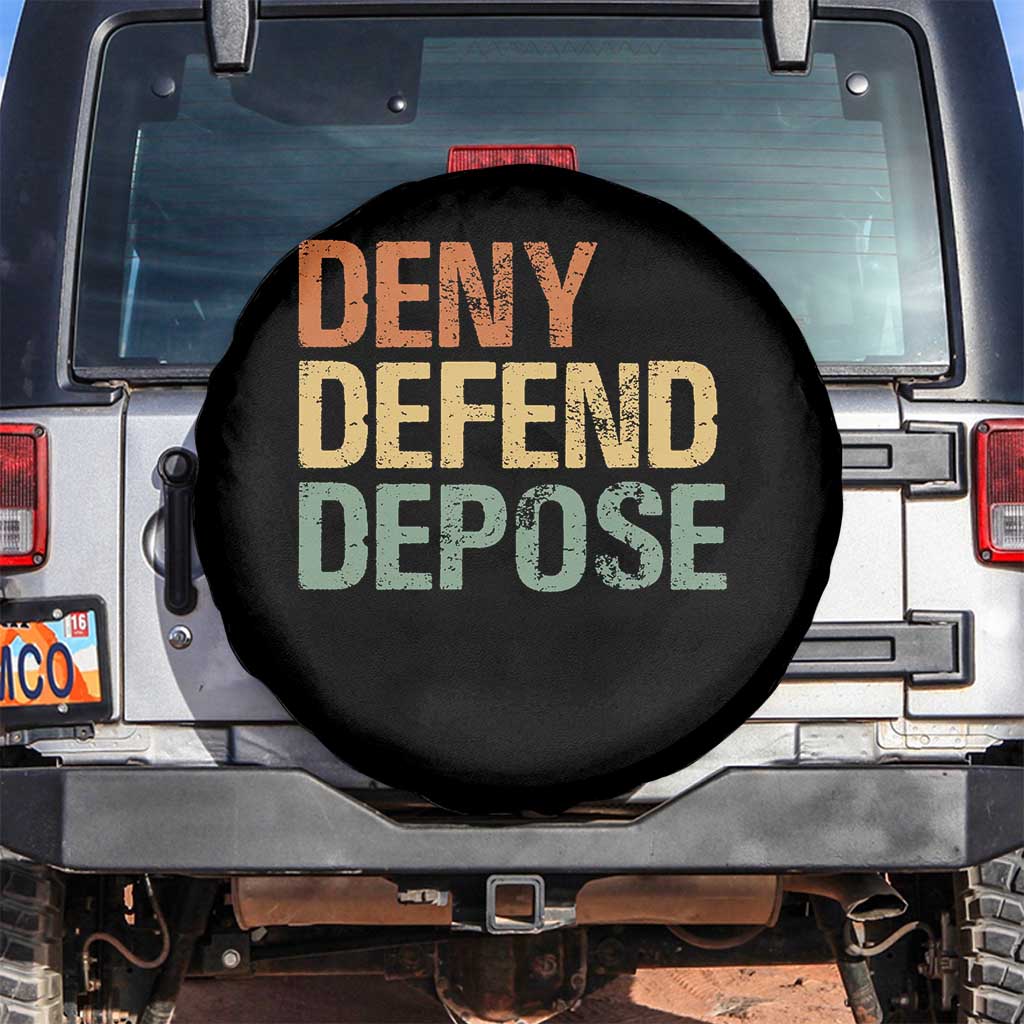 Retro Deny Defend Depose Spare Tire Cover TS09 No hole Black Print Your Wear