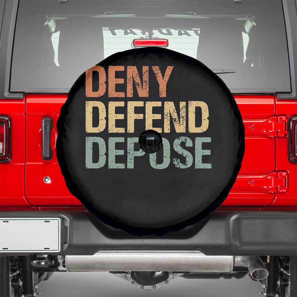 Retro Deny Defend Depose Spare Tire Cover TS09 Black Print Your Wear