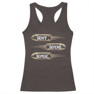 Bullet Deny Defend Depose Racerback Tank Top TS09 Dark Chocolate Print Your Wear