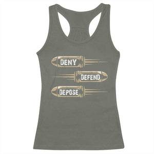 Bullet Deny Defend Depose Racerback Tank Top TS09 Military Green Print Your Wear
