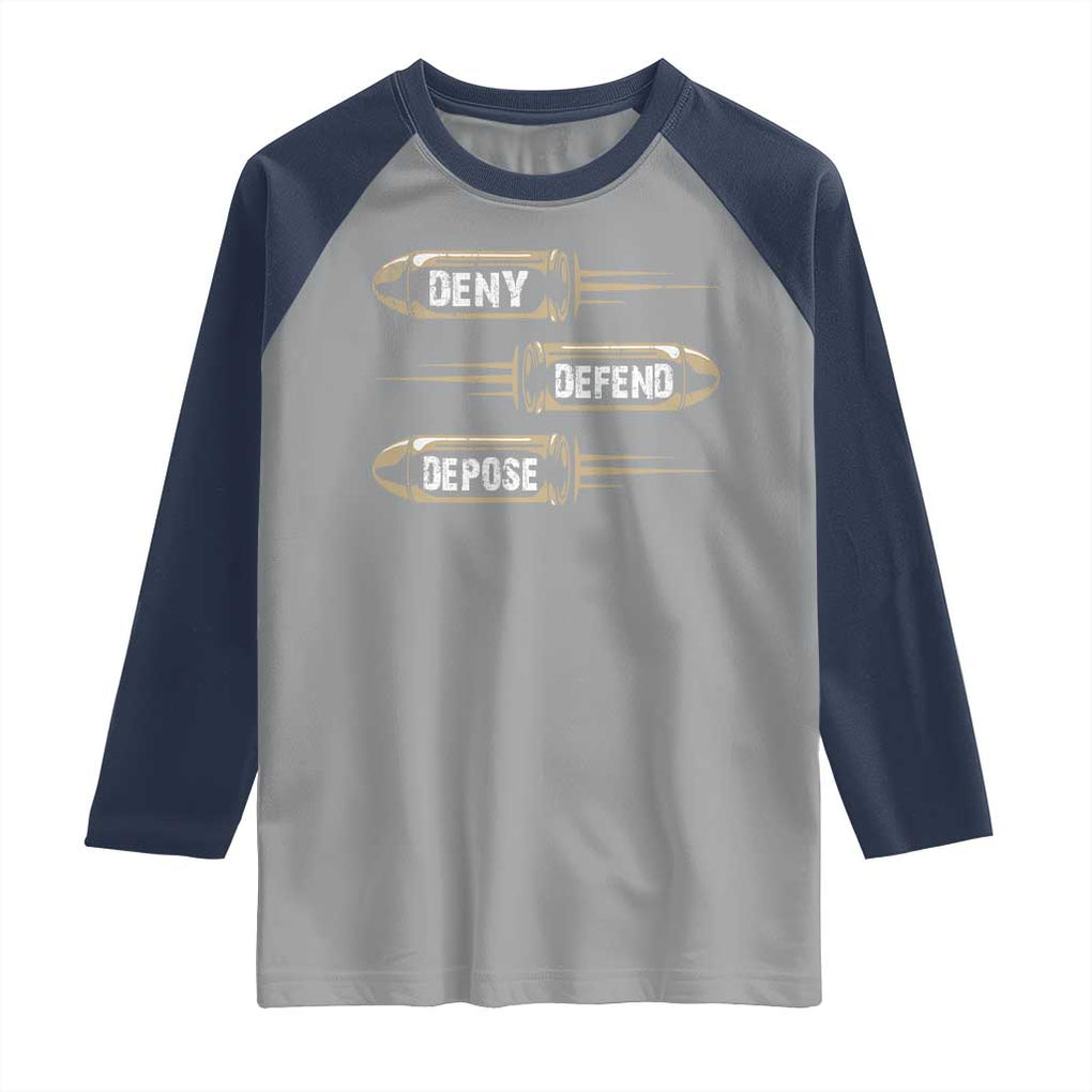 Bullet Deny Defend Depose Raglan Shirt TS09 Sport Gray Navy Print Your Wear