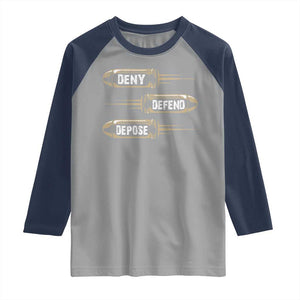 Bullet Deny Defend Depose Raglan Shirt TS09 Sport Gray Navy Print Your Wear