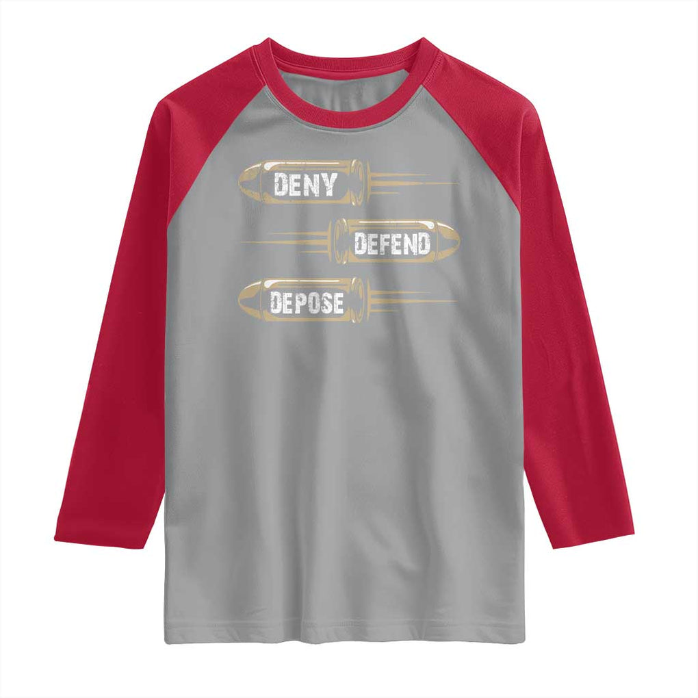 Bullet Deny Defend Depose Raglan Shirt TS09 Sport Gray Red Print Your Wear