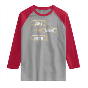 Bullet Deny Defend Depose Raglan Shirt TS09 Sport Gray Red Print Your Wear