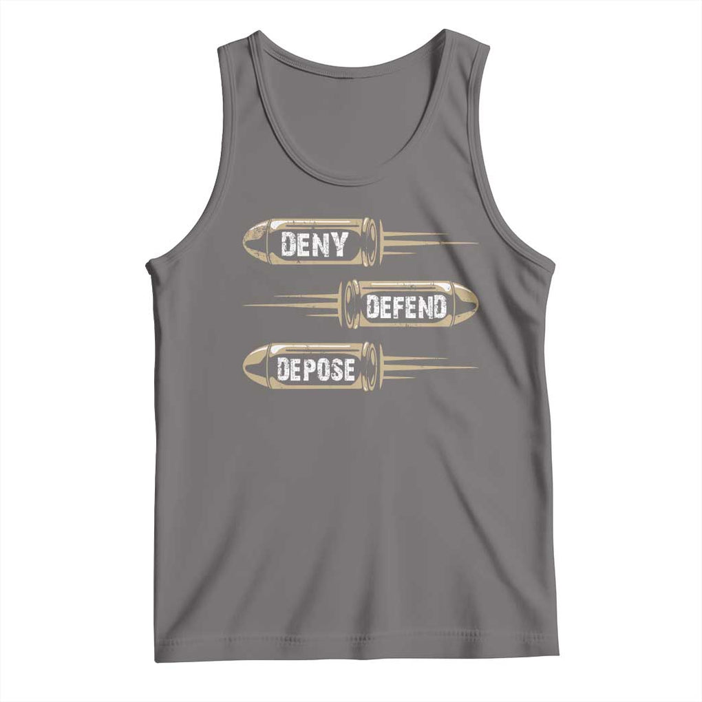 Bullet Deny Defend Depose Tank Top TS09 Deep Heather Print Your Wear