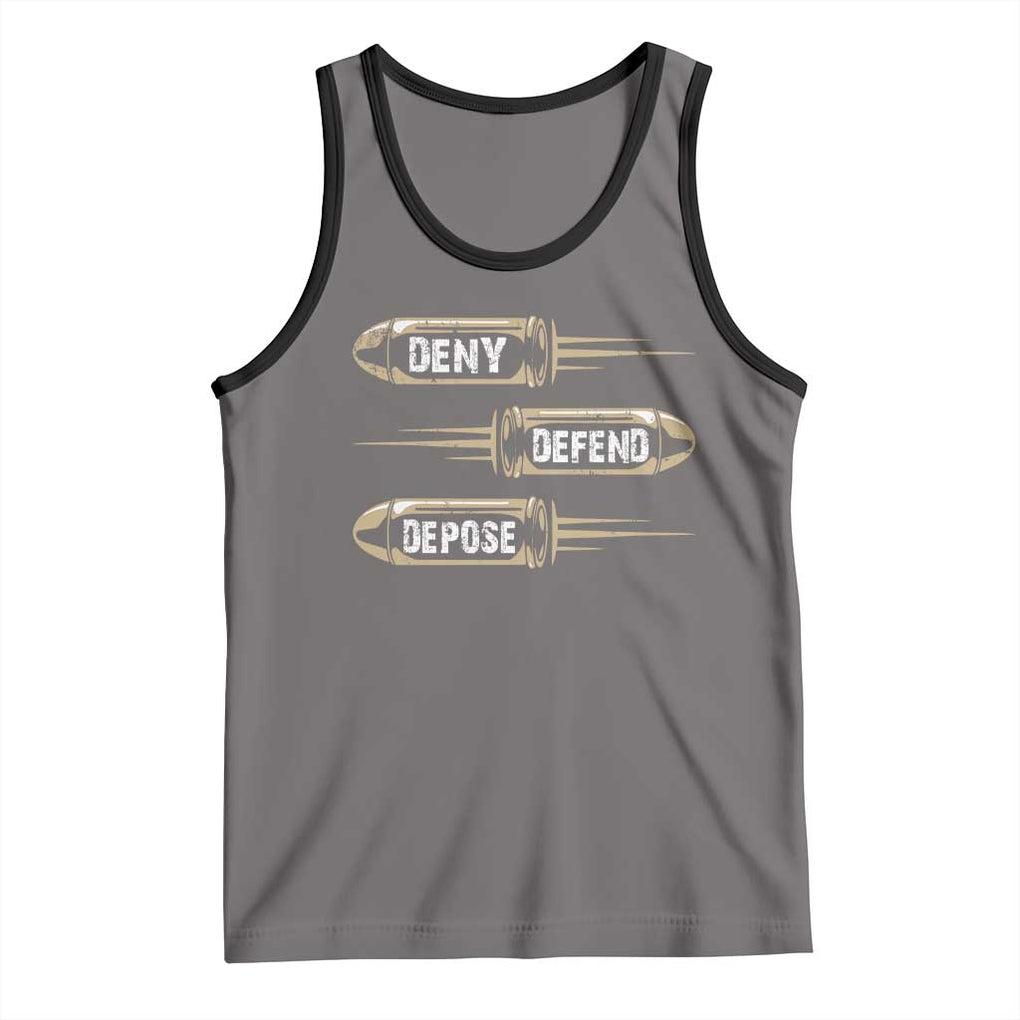 Bullet Deny Defend Depose Tank Top TS09 Deep Heather Black Print Your Wear