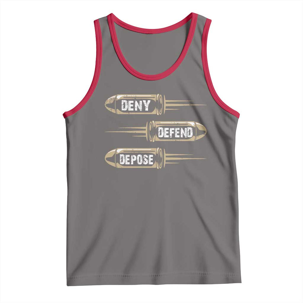 Bullet Deny Defend Depose Tank Top TS09 Deep Heather Red Print Your Wear