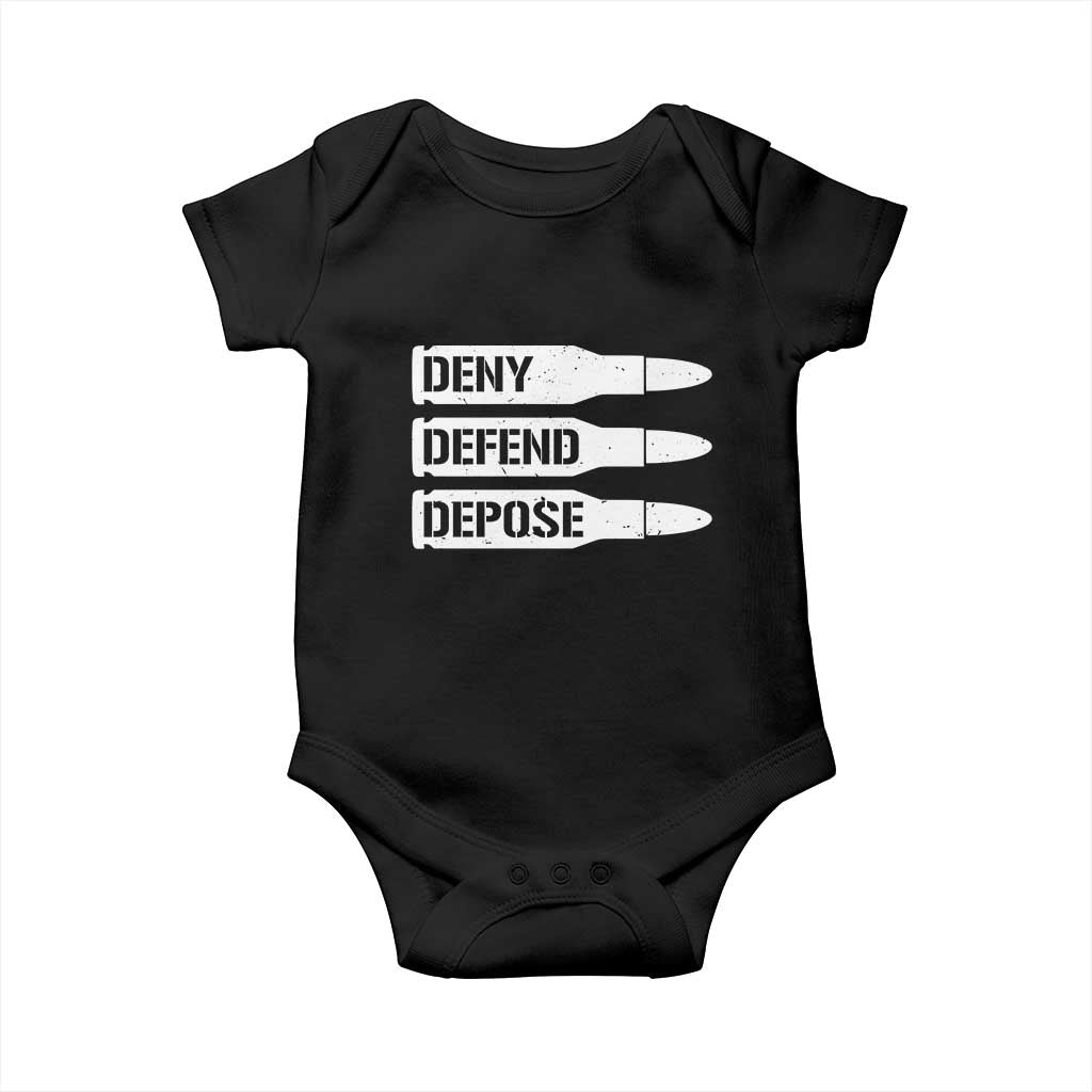 Deny Defend Depose Bullet Baby Onesie TS09 Black Print Your Wear