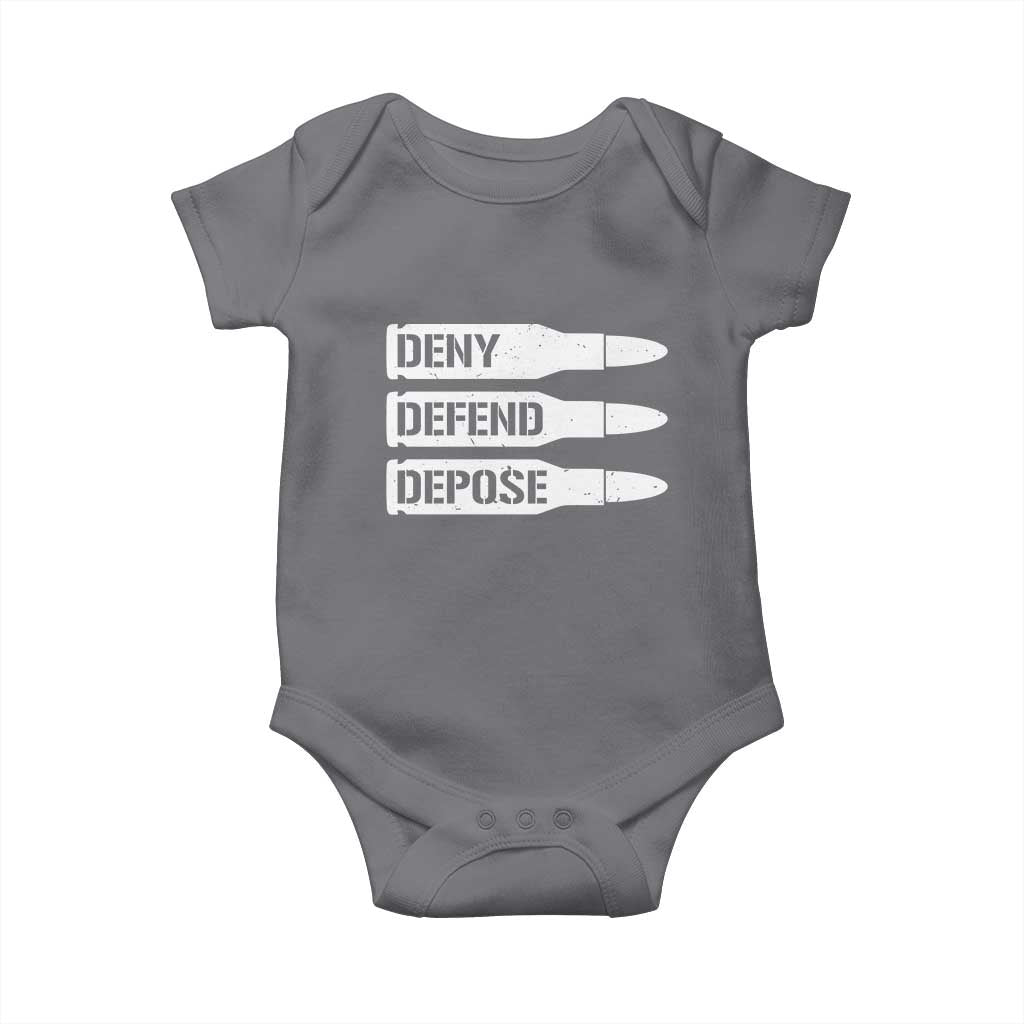Deny Defend Depose Bullet Baby Onesie TS09 Charcoal Print Your Wear