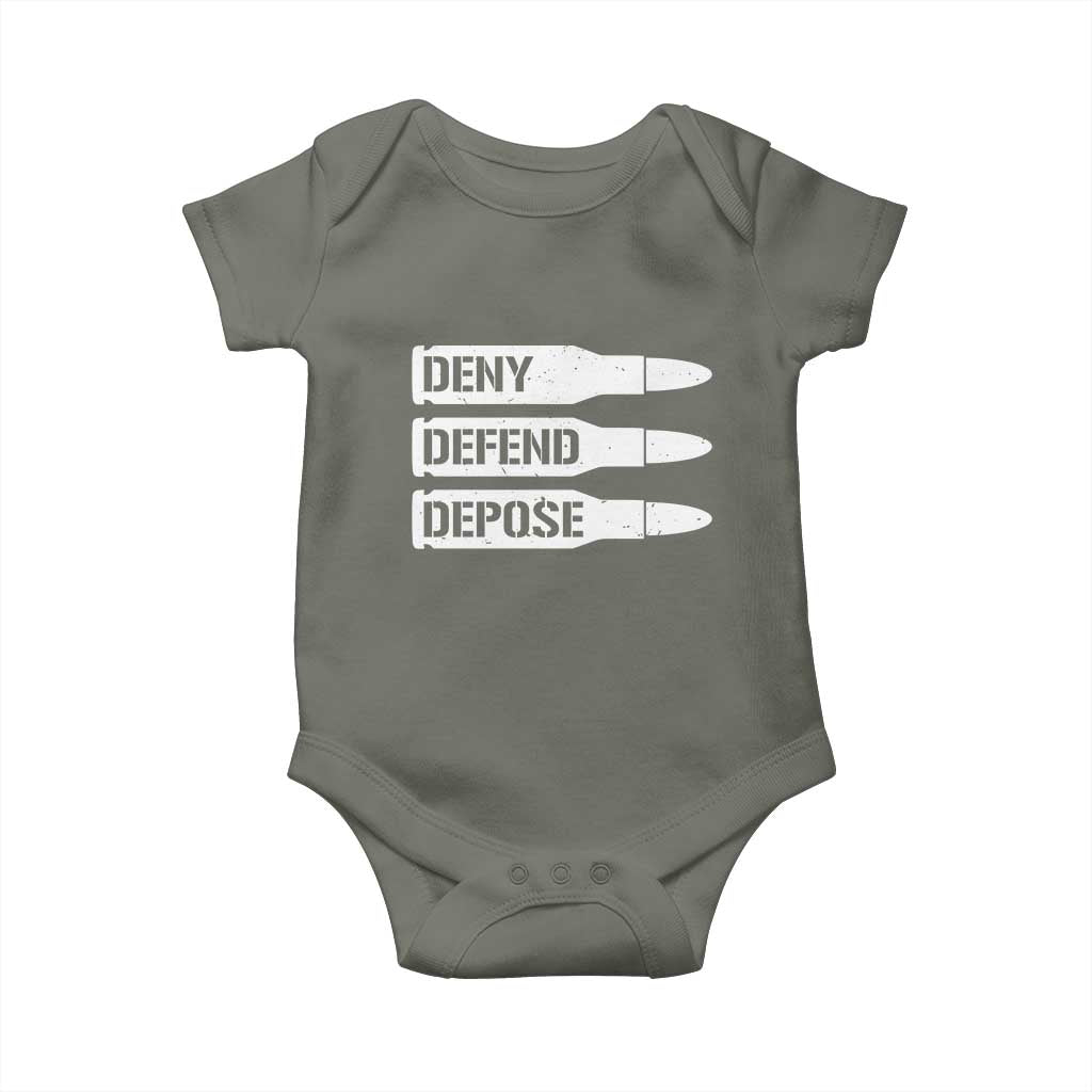 Deny Defend Depose Bullet Baby Onesie TS09 Military Green Print Your Wear
