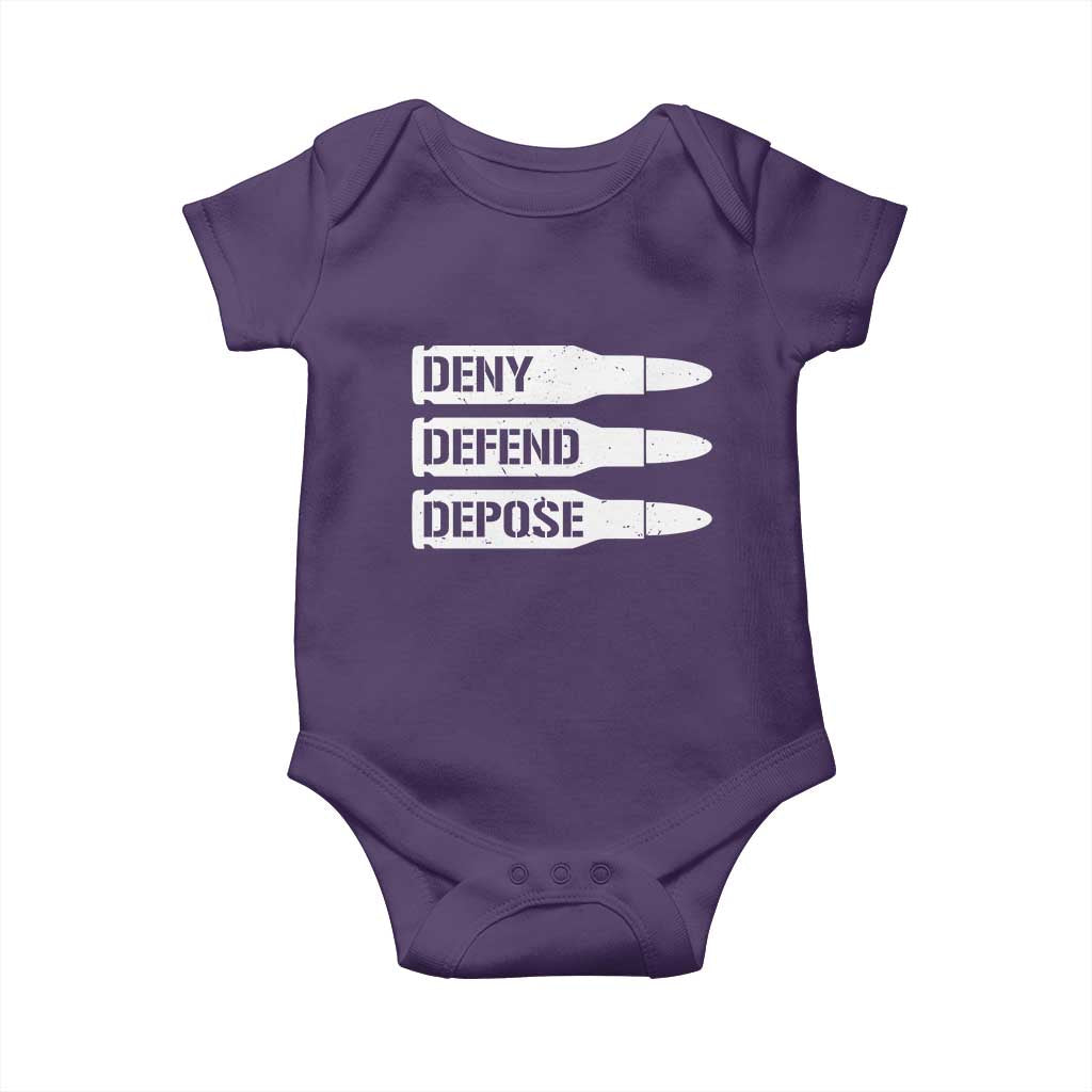 Deny Defend Depose Bullet Baby Onesie TS09 Purple Print Your Wear