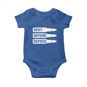 Deny Defend Depose Bullet Baby Onesie TS09 Royal Blue Print Your Wear