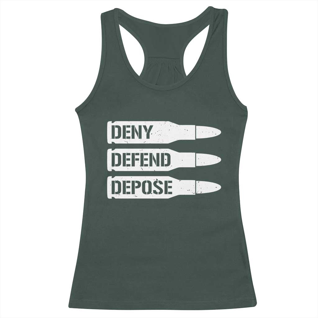 Deny Defend Depose Bullet Racerback Tank Top TS09 Dark Forest Green Print Your Wear