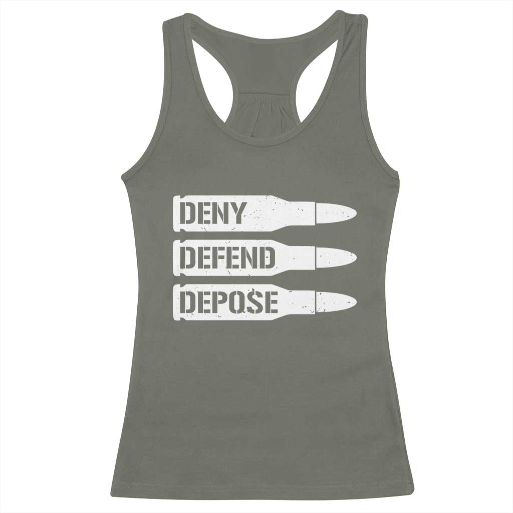 Deny Defend Depose Bullet Racerback Tank Top TS09 Military Green Print Your Wear