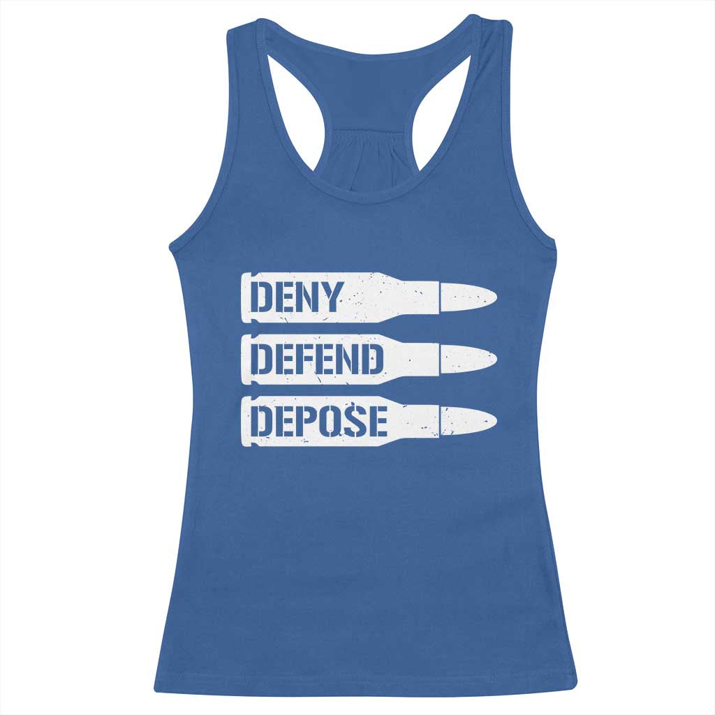 Deny Defend Depose Bullet Racerback Tank Top TS09 Royal Blue Print Your Wear
