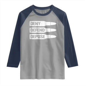 Deny Defend Depose Bullet Raglan Shirt TS09 Sport Gray Navy Print Your Wear