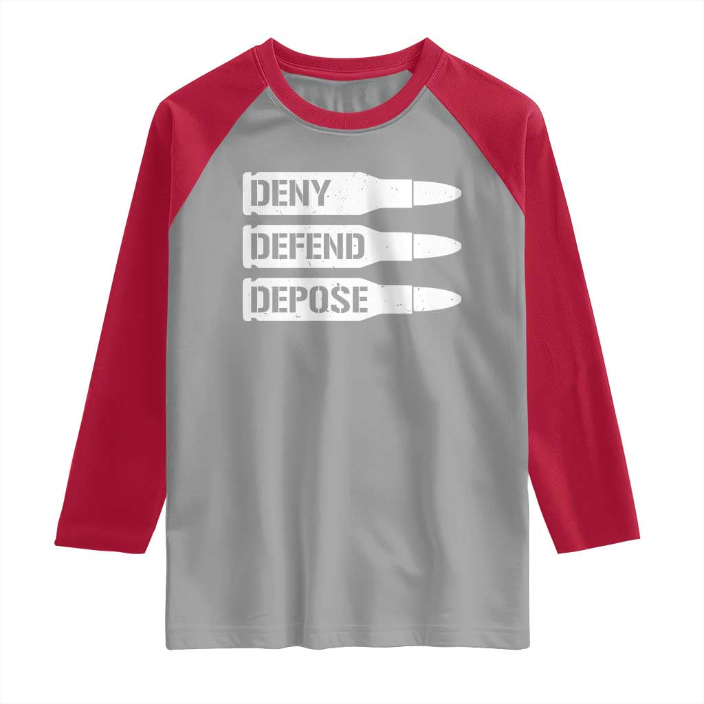 Deny Defend Depose Bullet Raglan Shirt TS09 Sport Gray Red Print Your Wear