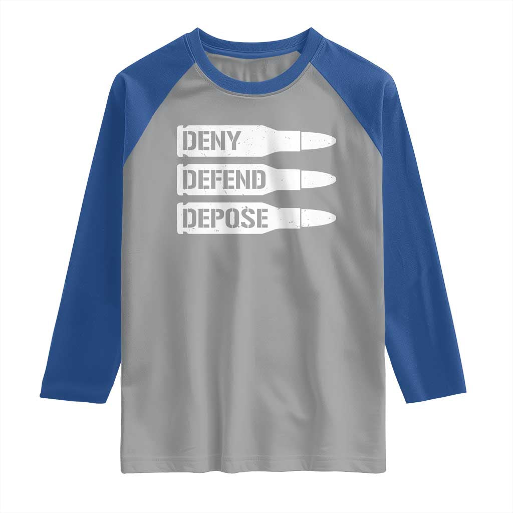 Deny Defend Depose Bullet Raglan Shirt TS09 Sport Gray Royal Print Your Wear