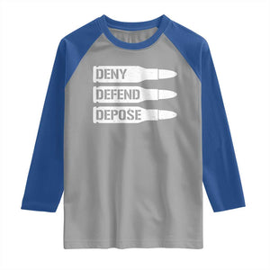 Deny Defend Depose Bullet Raglan Shirt TS09 Sport Gray Royal Print Your Wear