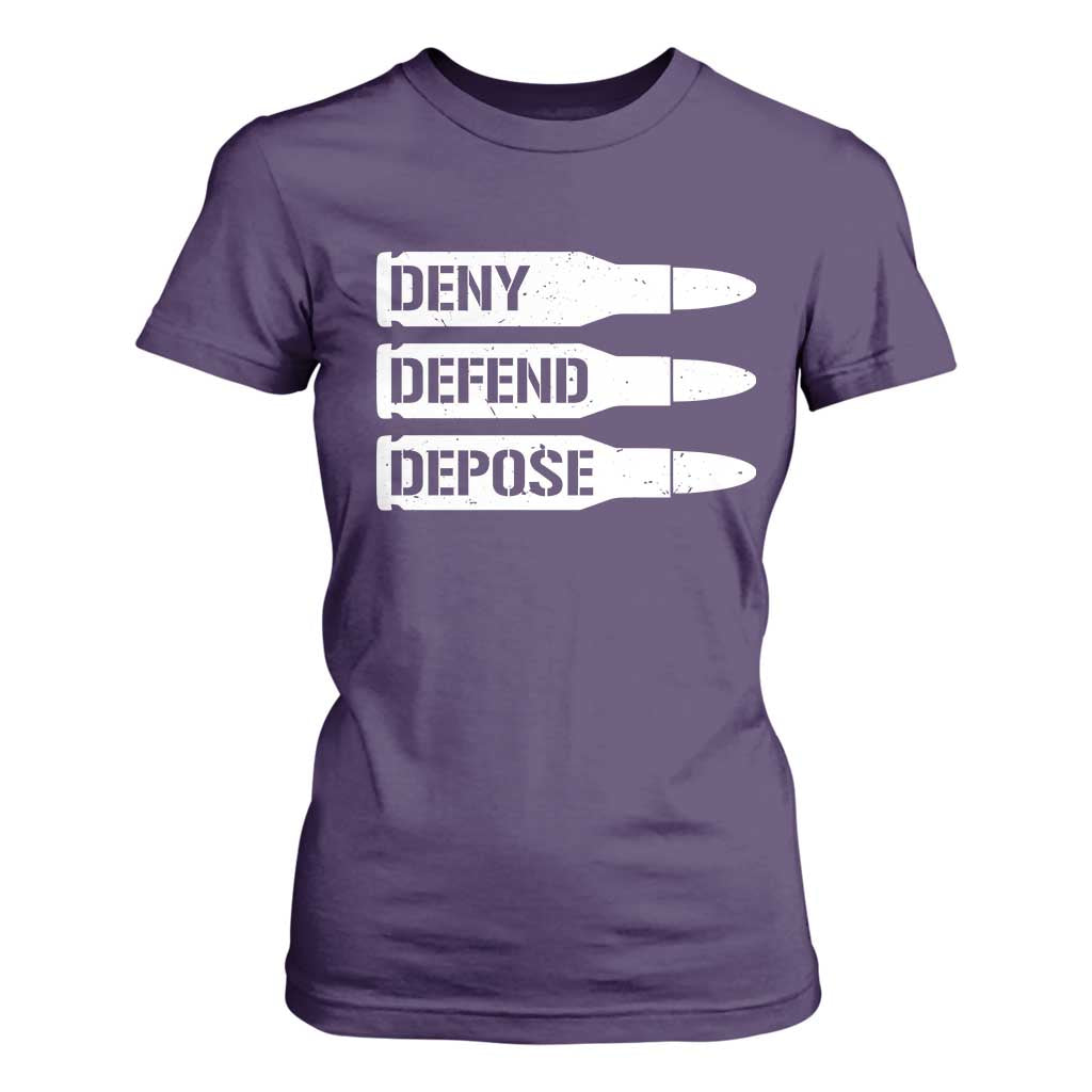 Deny Defend Depose Bullet T Shirt For Women TS09 Purple Print Your Wear