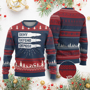 Deny Defend Depose Bullet Ugly Christmas Sweater TS09 Burgundy Print Your Wear