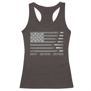 Deny Defend Depose Racerback Tank Top Bullet America Flag TS09 Dark Chocolate Print Your Wear