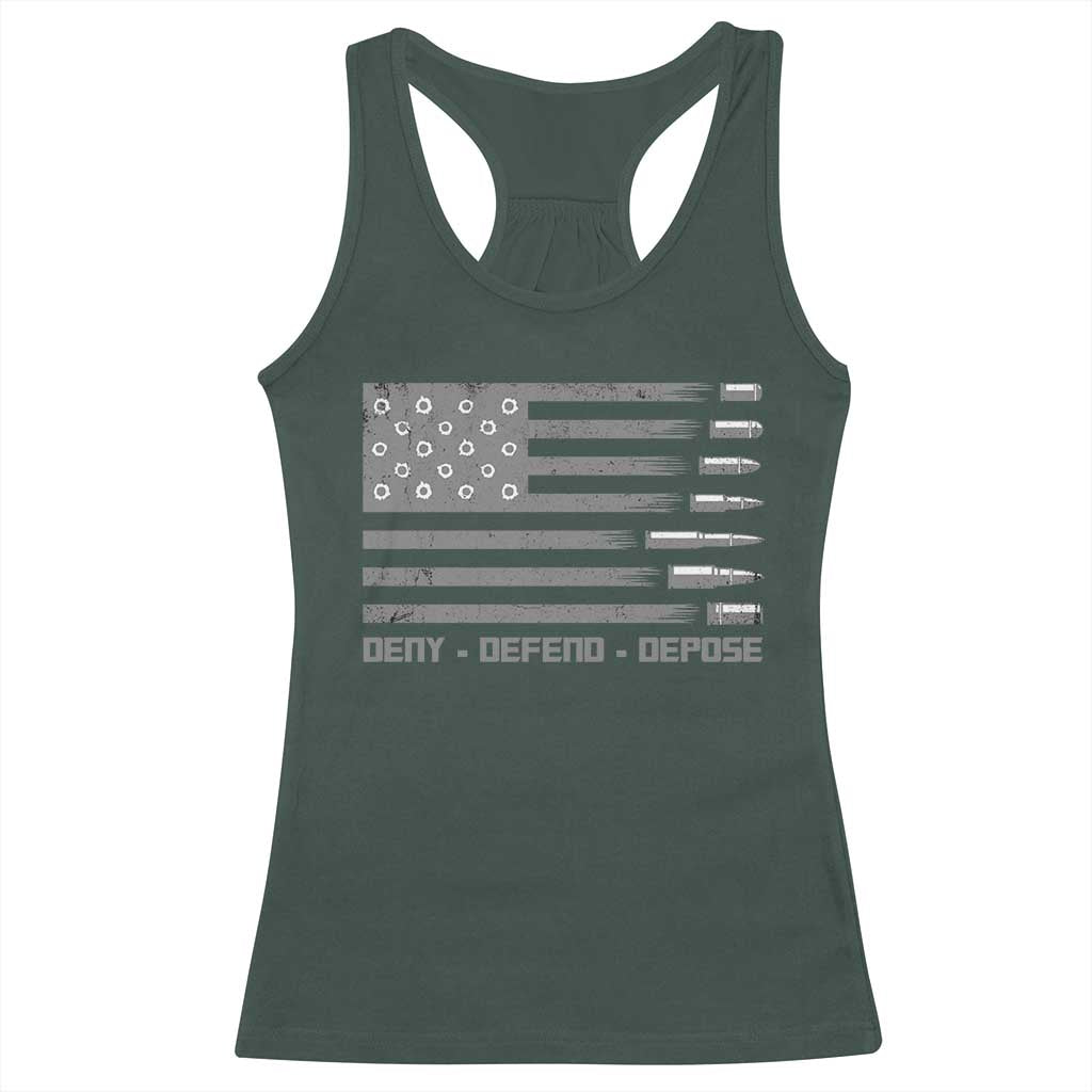 Deny Defend Depose Racerback Tank Top Bullet America Flag TS09 Dark Forest Green Print Your Wear