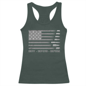 Deny Defend Depose Racerback Tank Top Bullet America Flag TS09 Dark Forest Green Print Your Wear