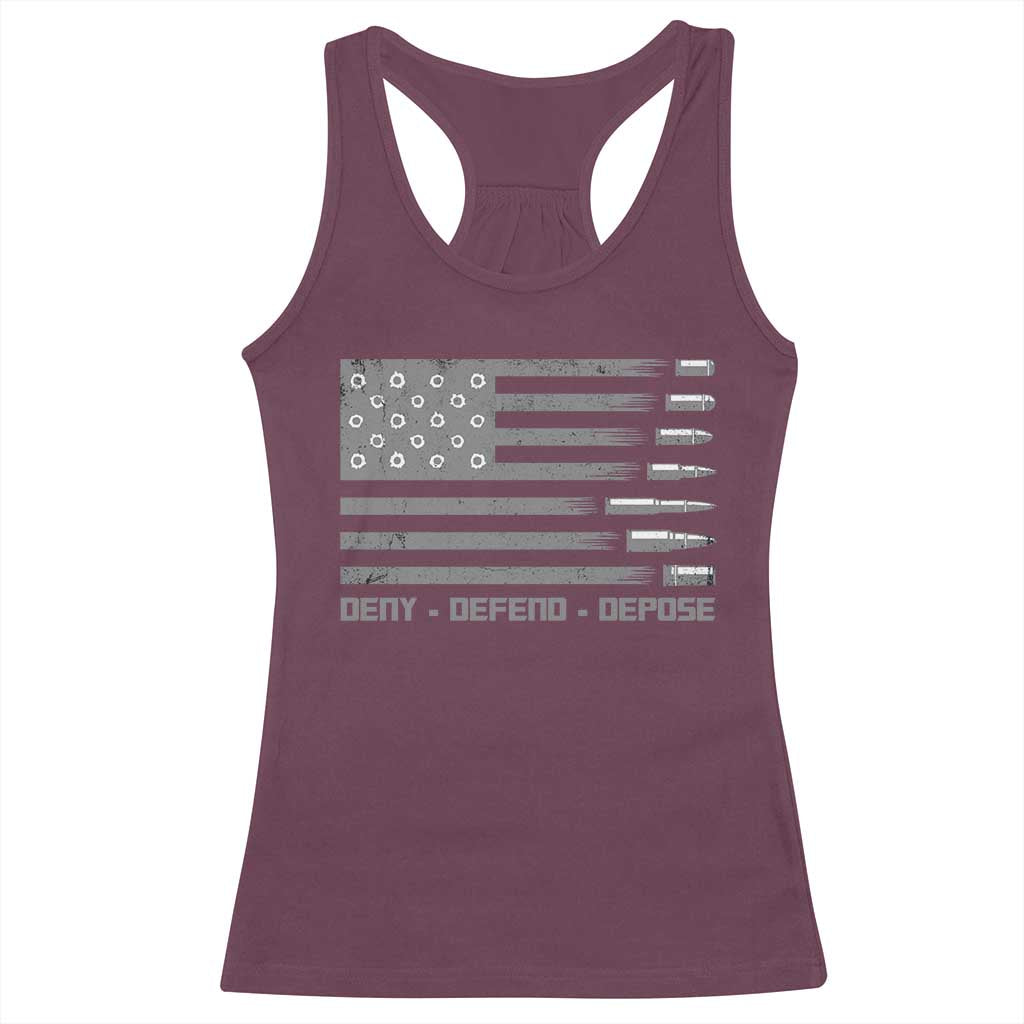 Deny Defend Depose Racerback Tank Top Bullet America Flag TS09 Maroon Print Your Wear
