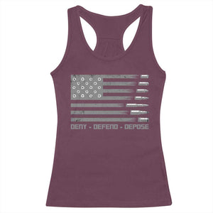Deny Defend Depose Racerback Tank Top Bullet America Flag TS09 Maroon Print Your Wear