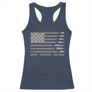 Deny Defend Depose Racerback Tank Top Bullet America Flag TS09 Navy Print Your Wear