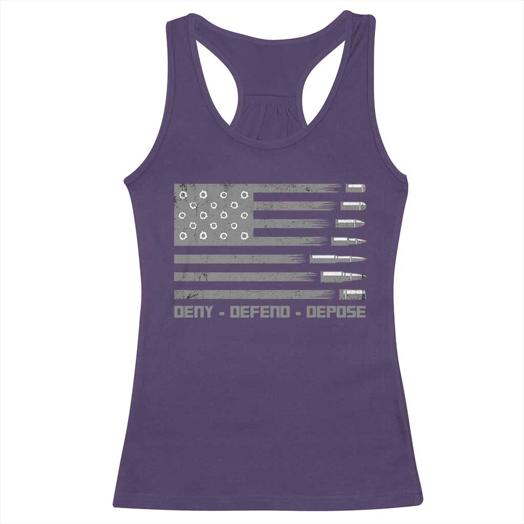 Deny Defend Depose Racerback Tank Top Bullet America Flag TS09 Purple Print Your Wear