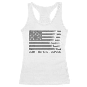 Deny Defend Depose Racerback Tank Top Bullet America Flag TS09 White Print Your Wear