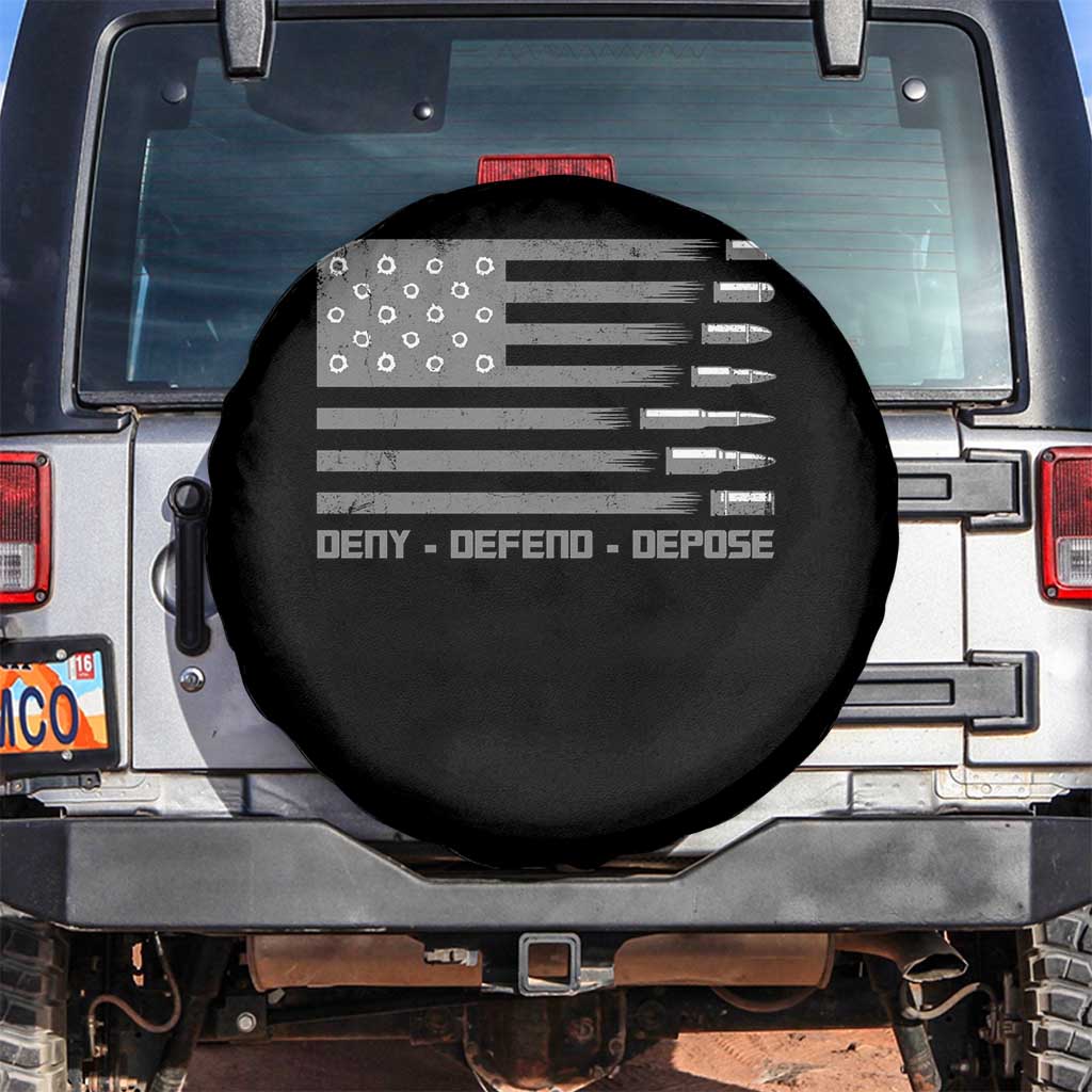 Deny Defend Depose Spare Tire Cover Bullet America Flag TS09 No hole Black Print Your Wear
