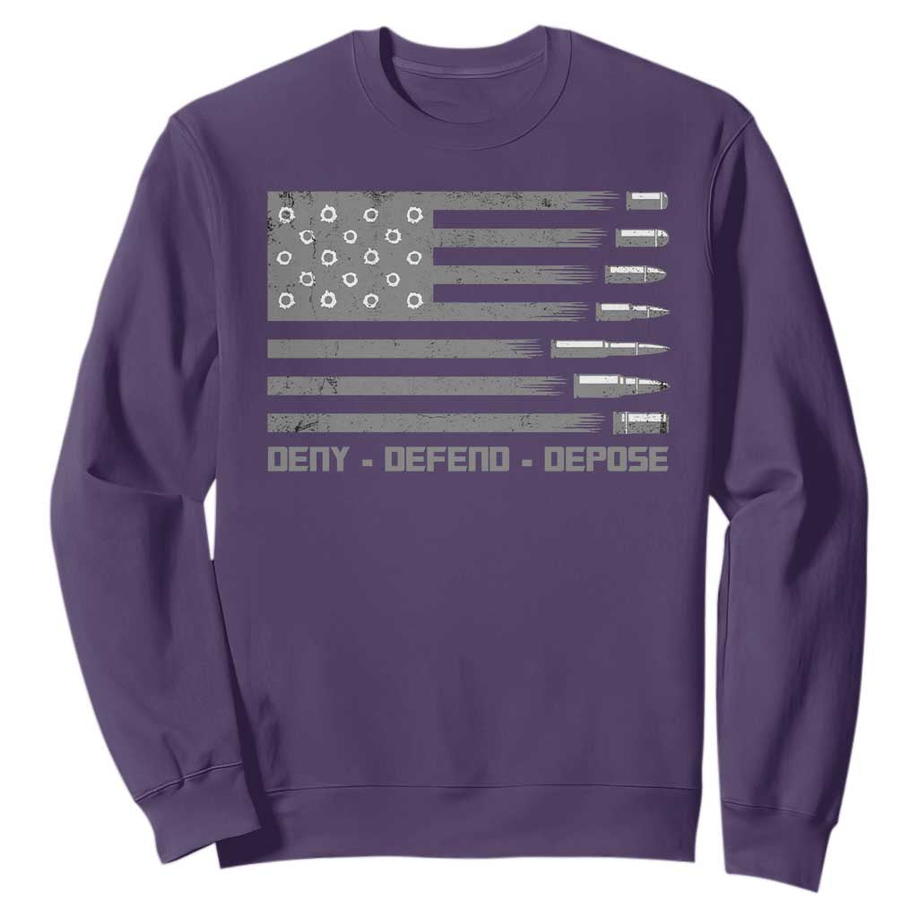Deny Defend Depose Sweatshirt Bullet America Flag TS09 Purple Print Your Wear
