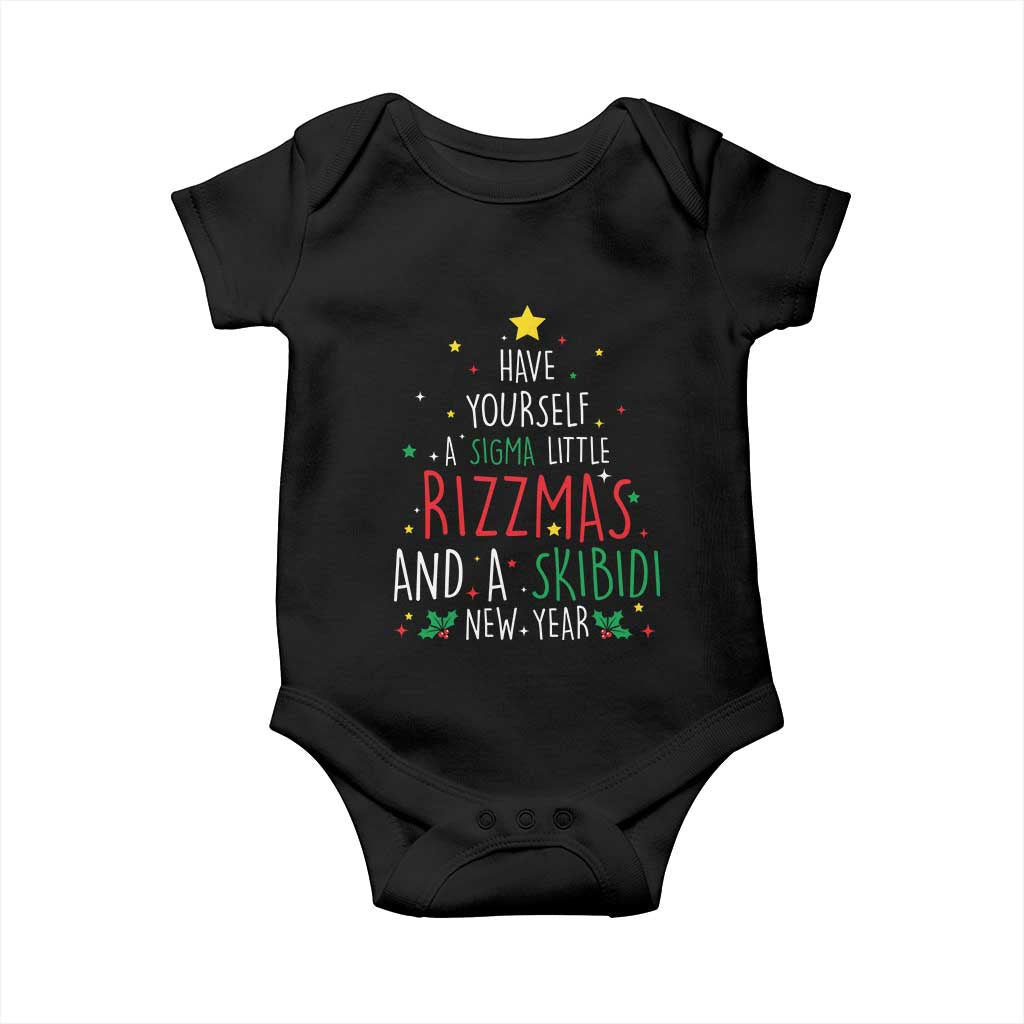 Funny Xmas Baby Onesie Have Yourself A Sigma Little Rizzmas And A Skibidi New Year TS09 Black Print Your Wear