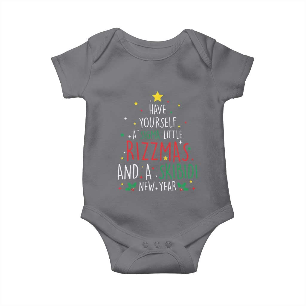 Funny Xmas Baby Onesie Have Yourself A Sigma Little Rizzmas And A Skibidi New Year TS09 Charcoal Print Your Wear