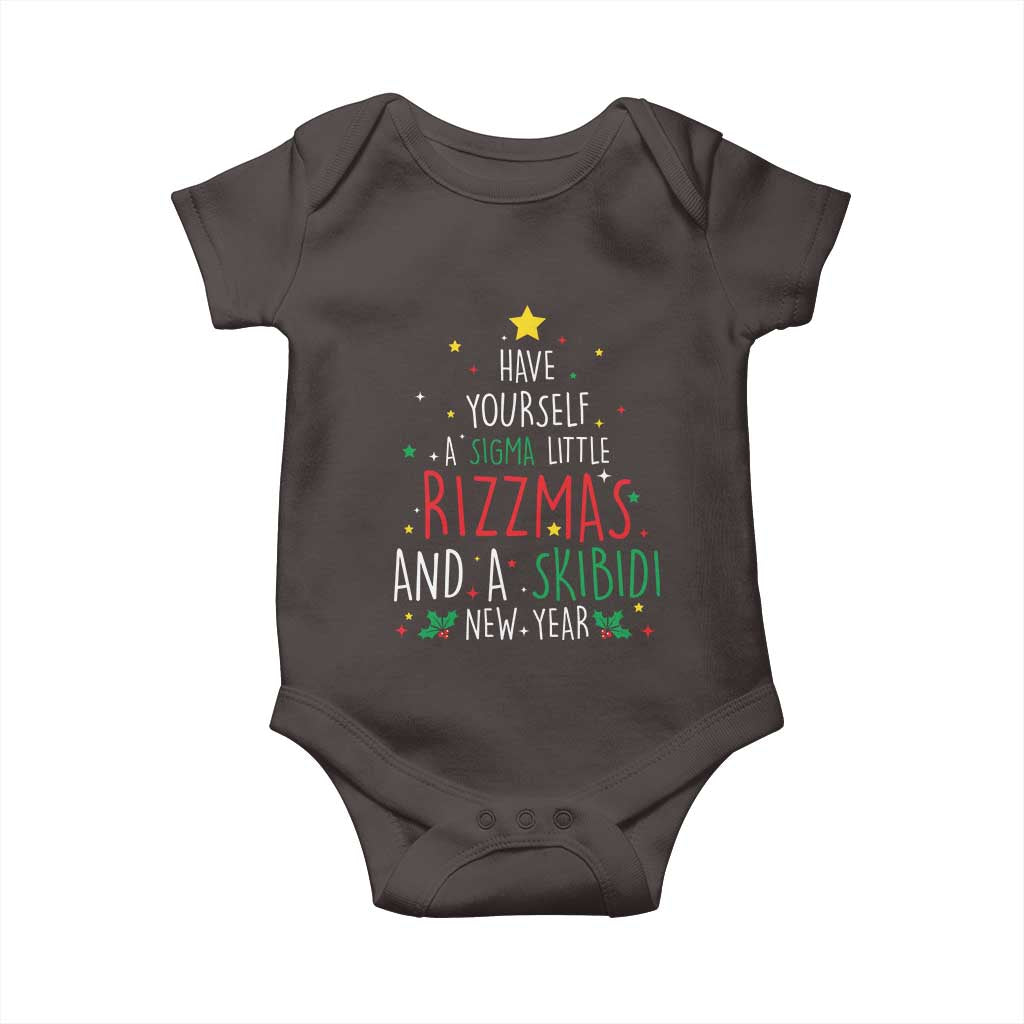 Funny Xmas Baby Onesie Have Yourself A Sigma Little Rizzmas And A Skibidi New Year TS09 Dark Chocolate Print Your Wear