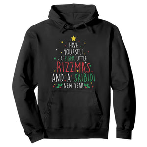 Funny Xmas Hoodie Have Yourself A Sigma Little Rizzmas And A Skibidi New Year TS09 Black Print Your Wear
